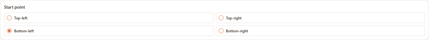 The Start point card on the Calculation step in Raspili