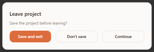 The Leave project dialog in the Raspili cutting wizard